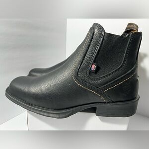 Sureway Steel Toe Work Boots Black Tumbled Leather‎ Slip On Safety Boots Mens 9